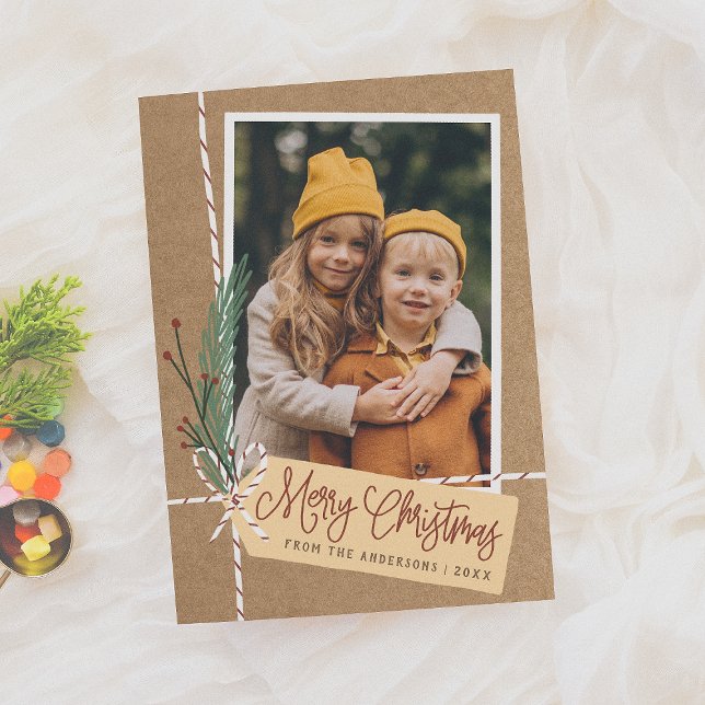 Craft Gift & Bow Merry Christmas Holiday Photo (Creator Uploaded)