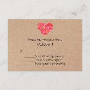 Craft Hearts Wedding RSVP Card