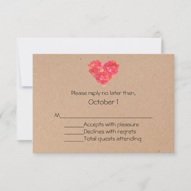 Craft Hearts Wedding RSVP Card (Front)