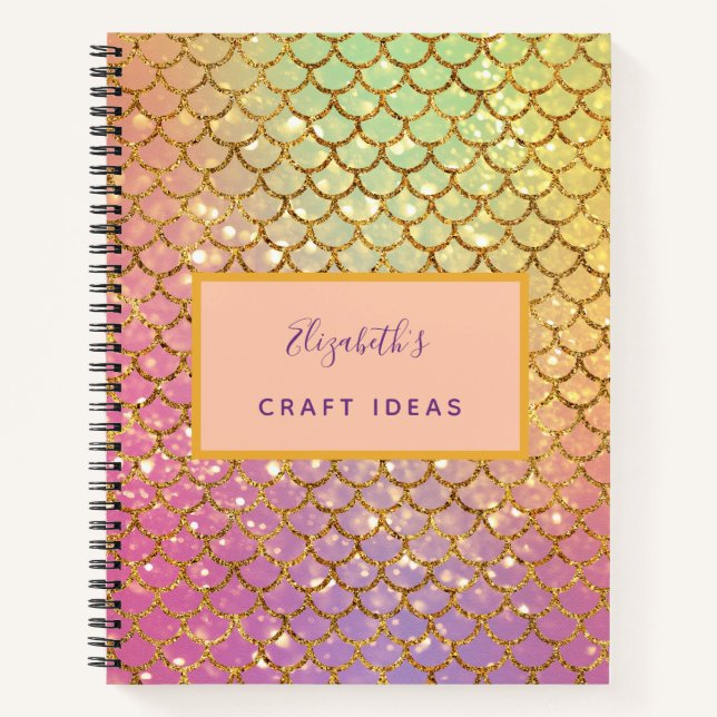 Craft ideas mermaid scales pink purple sketch notebook (Front)