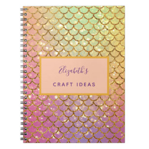 Craft ideas mermaid scales purple monogram notebook