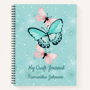 Craft Journal with Butterflies Customisable Text