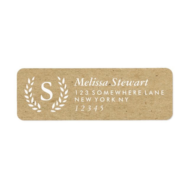 Craft Laurel Wreath Monogram Return Address (Front)