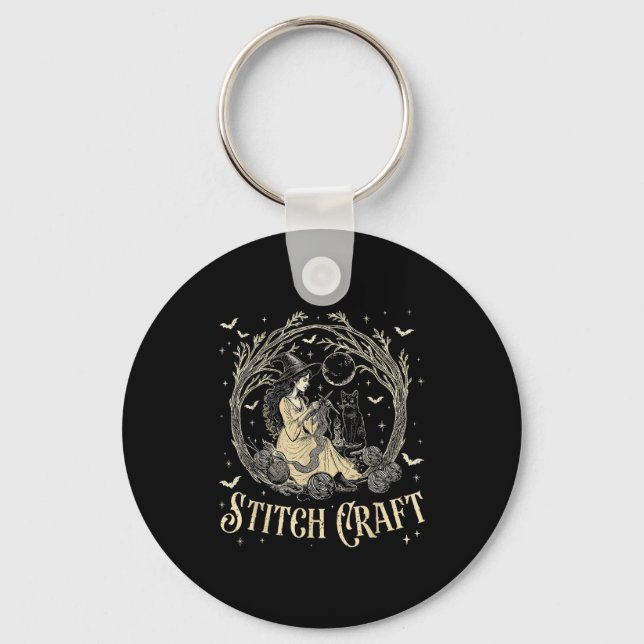 Craft M Witch Halloween Cat Witch Girls Trip  Key Ring (Front)