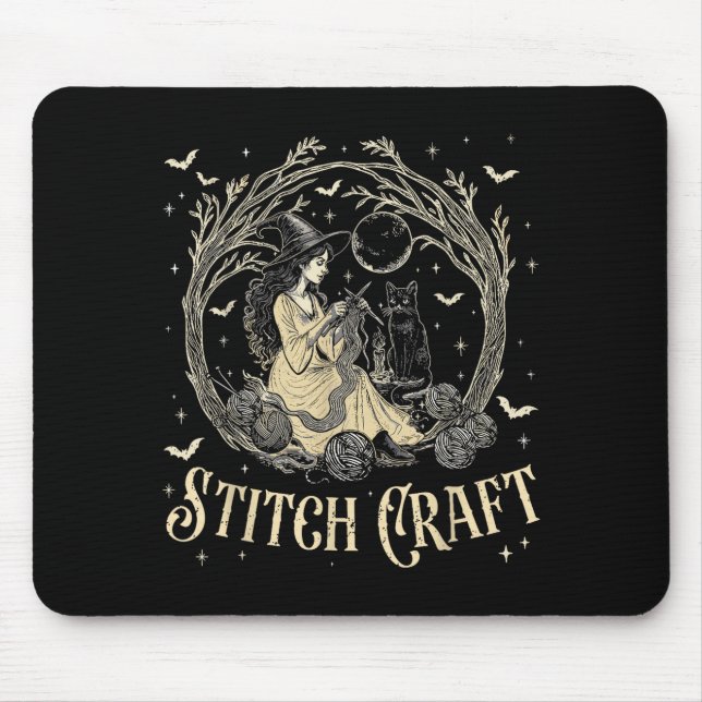 Craft M Witch Halloween Cat Witch Girls Trip  Mouse Mat (Front)