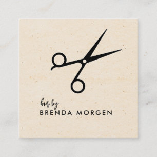 Craft Paper Black Scissors Hair Stylist Square Business Card