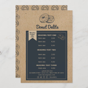 craft paper doughnut bakery pattern flyer programme