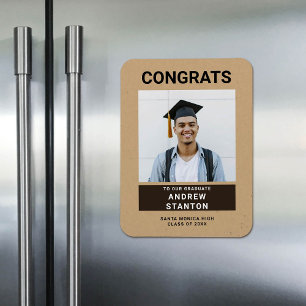 Craft Paper Modern Simple Boy Graduation Photo Magnet