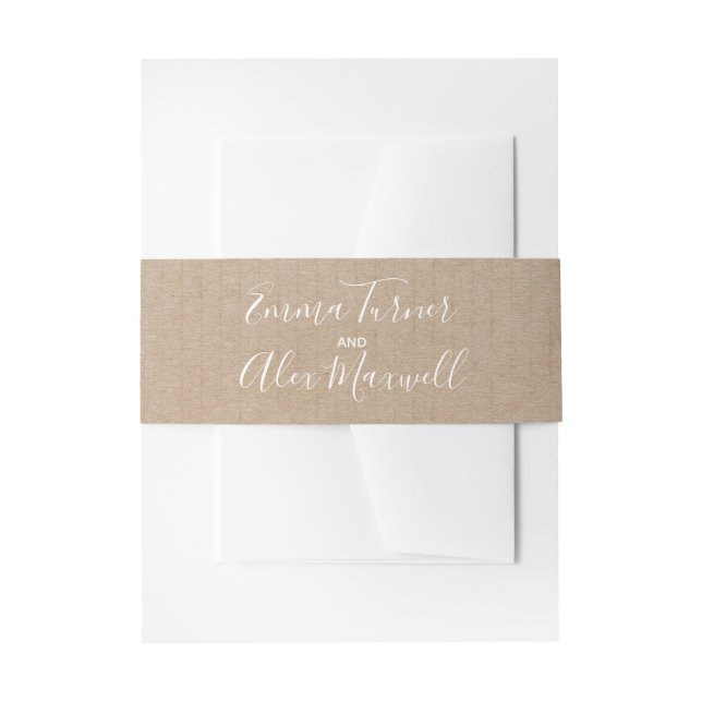 Craft Paper Script | Wedding Invitation Belly Band (Front Example)