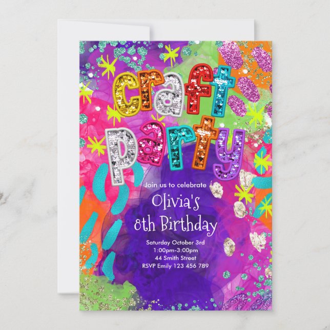 Craft Party Birthday Invitation (Front)