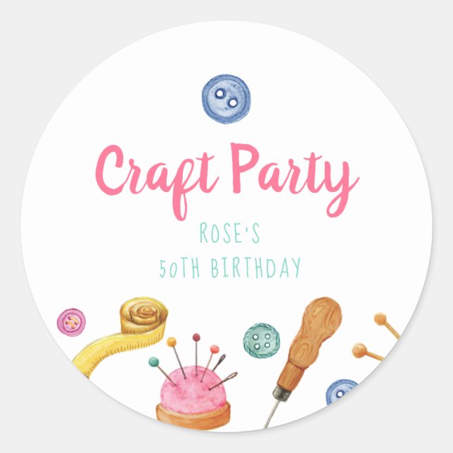 Craft Party Round Sticker (Front)