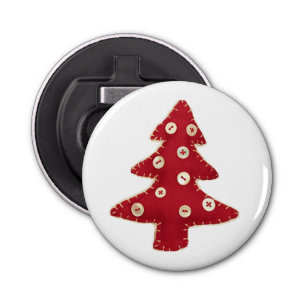 Craft Red Christmas Tree with Button Baubles Bottle Opener