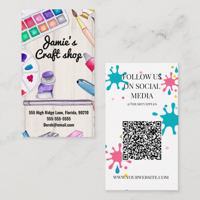 craft shop paint art artist workshop kids business card (Front/Back)
