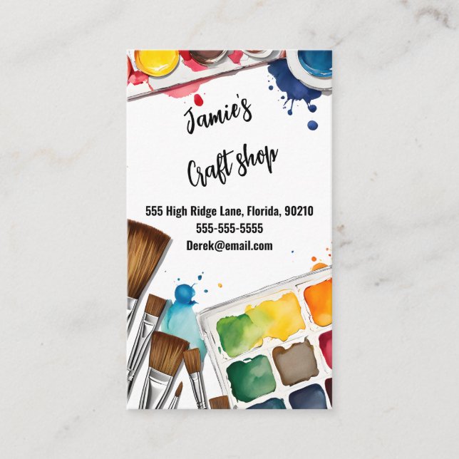 craft shop paint art artist workshop kids business card (Front)