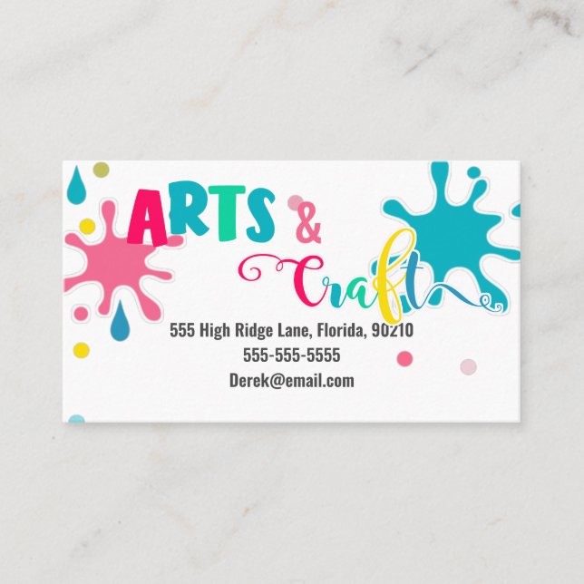 craft shop paint art artist workshop kids business card (Front)
