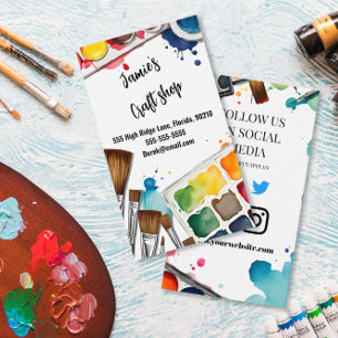craft shop paint art artist workshop kids business card