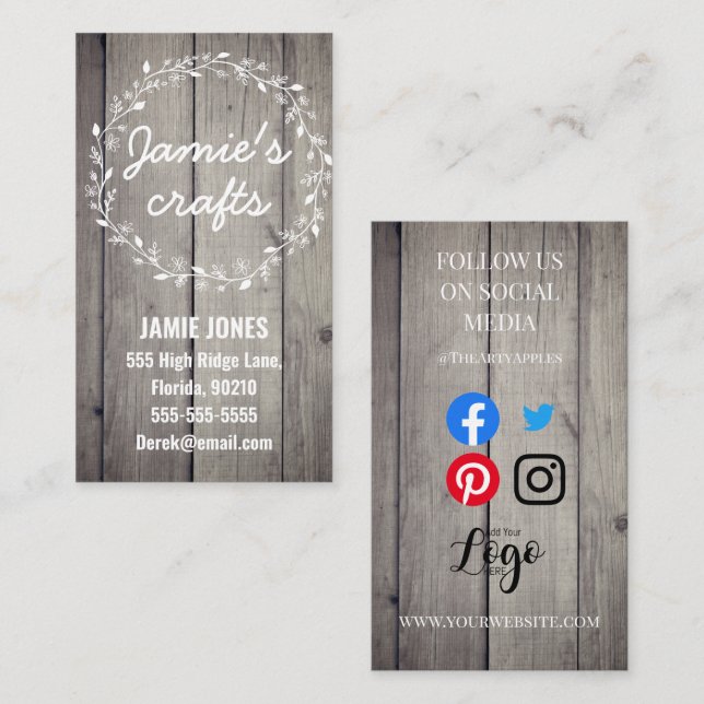 craft shop sewing felt knitting hearts folk scandi business card (Front/Back)