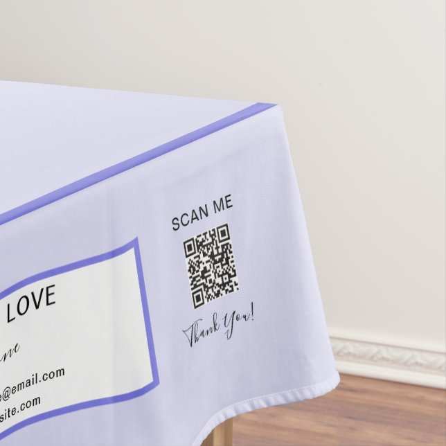 Craft Show Lavender 52 x 70 QR Code Tablecloth (In Situ)