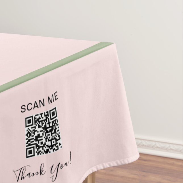 Craft Show Pink Green 60 x 104 QR Code Tablecloth (In Situ)