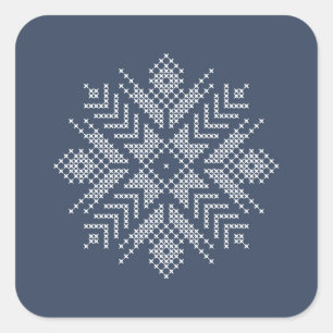 Craft snowflake in blue square sticker