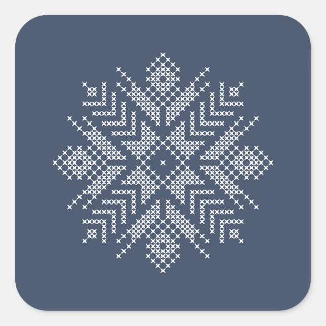 Craft snowflake in blue  square sticker (Front)