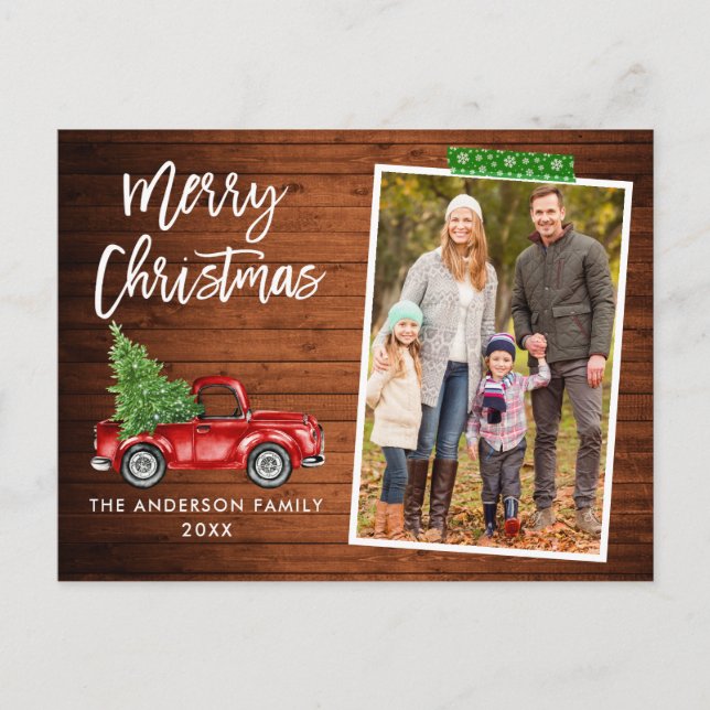 Craft Tape Brush Script Truck Wood Christmas Postcard (Front)