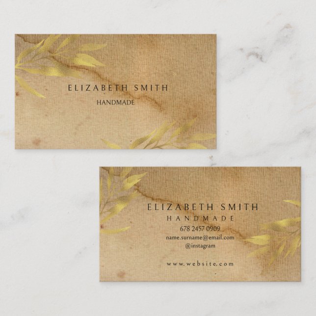  Craft Texture Gold Rustic Business Card  (Front/Back)