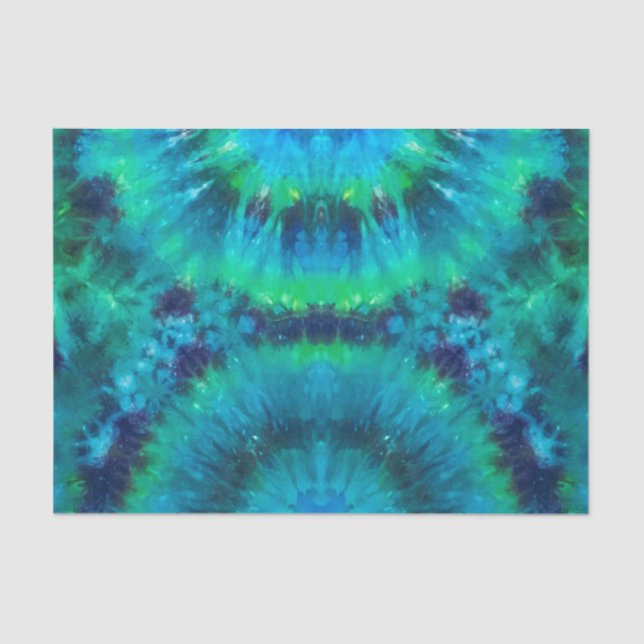 Craft Tissue Paper in Blue, Green, Teal Tie Dye (Front)