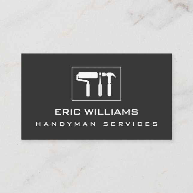 Craft tools dark grey business card (Front)