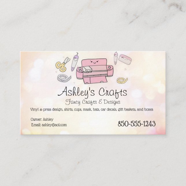 Craft Vinyl Business Card - Silhouette Cricut (Front)