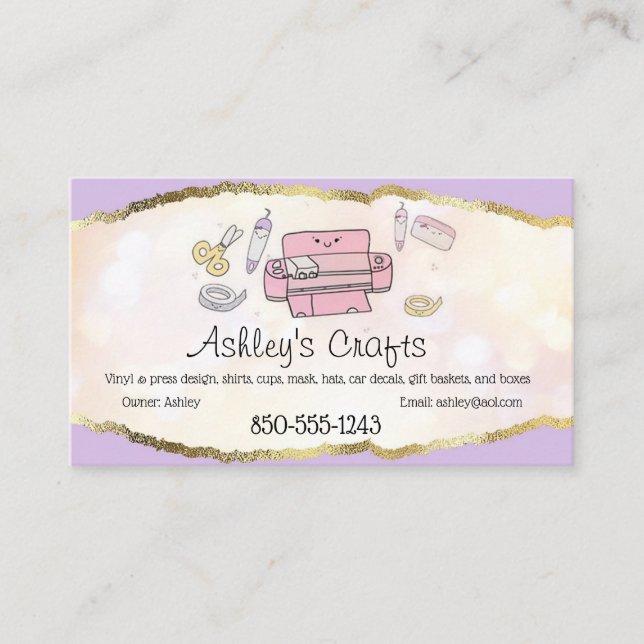 Craft Vinyl Foil Business Card - Silhouette Cricut (Front)