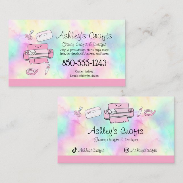 Craft Vinyl Rainbow Silhouette Cricut Watercolor B Business Card (Front/Back)