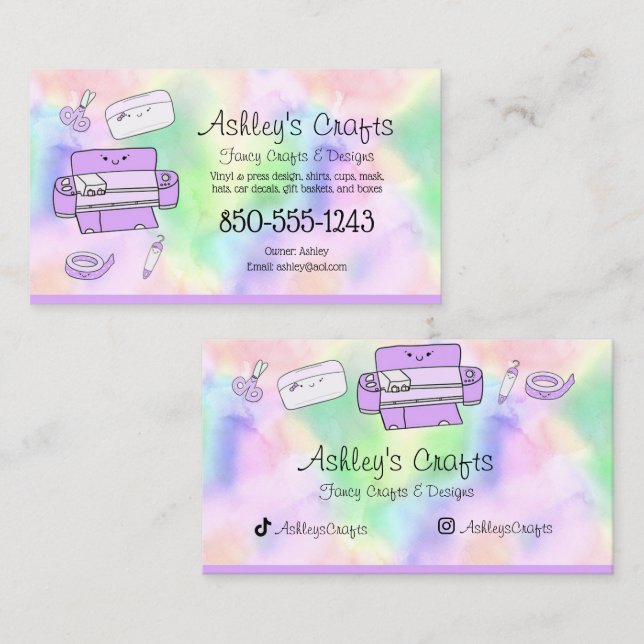 Craft Vinyl Rainbow Silhouette Cricut Watercolor  Business Card (Front/Back)