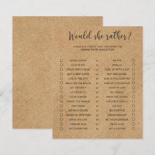 Craft Would She Rather Minimalist Baby Shower Game