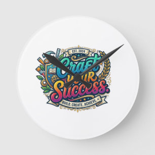 Craft Your Success – Inspirational Typography T-Sh Round Clock