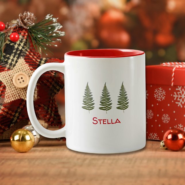 Crafted Christmas - Cute Xmas Tree Fern Two-Tone Coffee Mug (Creator Uploaded)