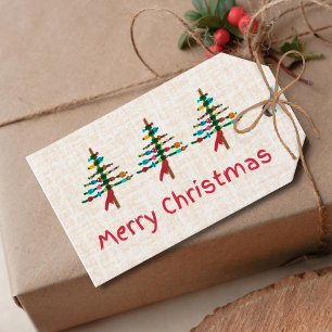 Crafted Christmas Trees – Linen Holidays Gift Tags