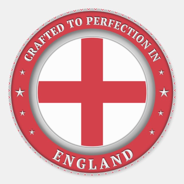 Crafted To Perfection In England Classic Round Sticker (Front)