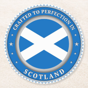 Crafted To Perfection In Scotland Round Paper Coaster