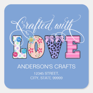 Crafted With Love White Script ID193 Square Sticker