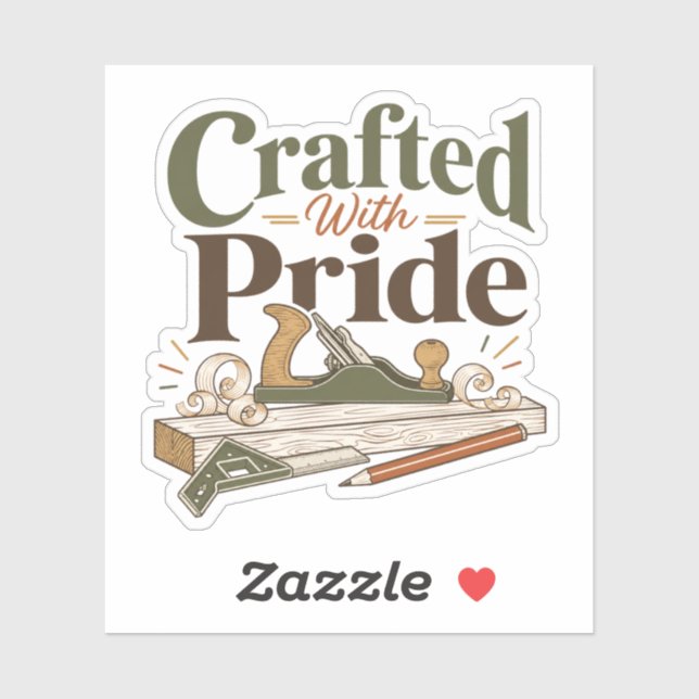 Crafted With Pride Woodworking Sticker (Sheet)