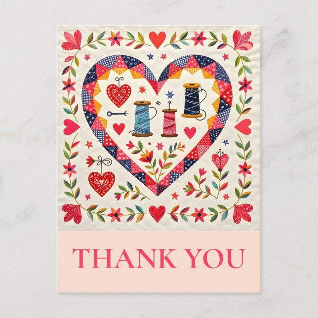 Crafter Quilting Sewing Thank you Postcard (Front)