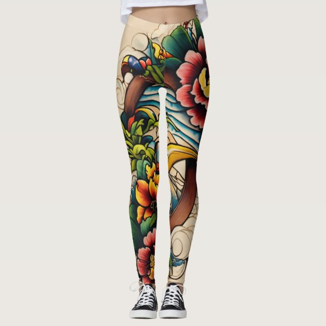 Crafting a captivating tattoo design leggings (Front)