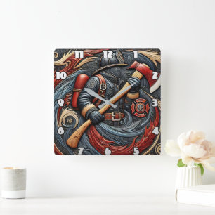 Crafting Bravery Through Fire and Artistry Square Wall Clock