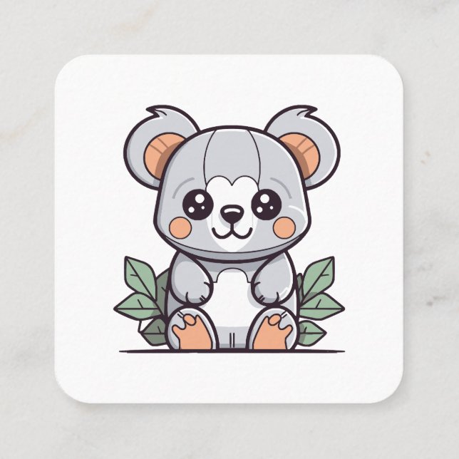 Crafting Kawaii Magic Koala Vector Square Business Card (Back)