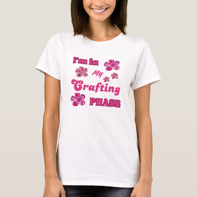 Crafting Phase of Hot Pink Typography  T-Shirt (Front)