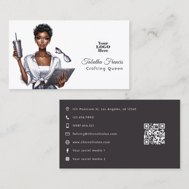 Crafting Queen Design for African American Artisan Business Card (Front/Back)