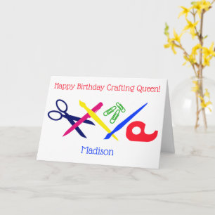 Crafting queen, your name, craft tools card