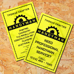 Crafts and repair inspired  flyer<br><div class="desc">Yellow and black duo tone cover with logo consisting of gear wheel and house shape symbolising repair services. Ideal for handyman,  repair and home renovation services.</div>