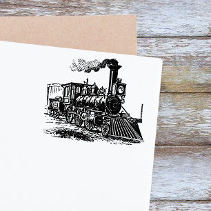 Crafts and Scrapbooking Vintage Train Etched Art Rubber Stamp